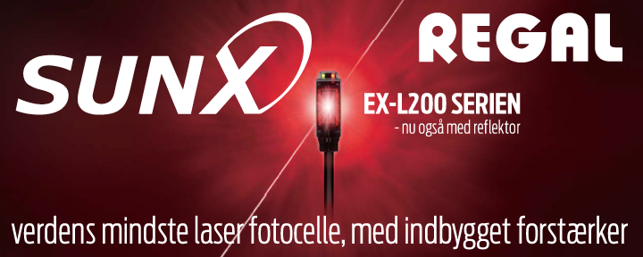 Sunx miniature laser fotocelle type EX-L200, nu også med reflektor